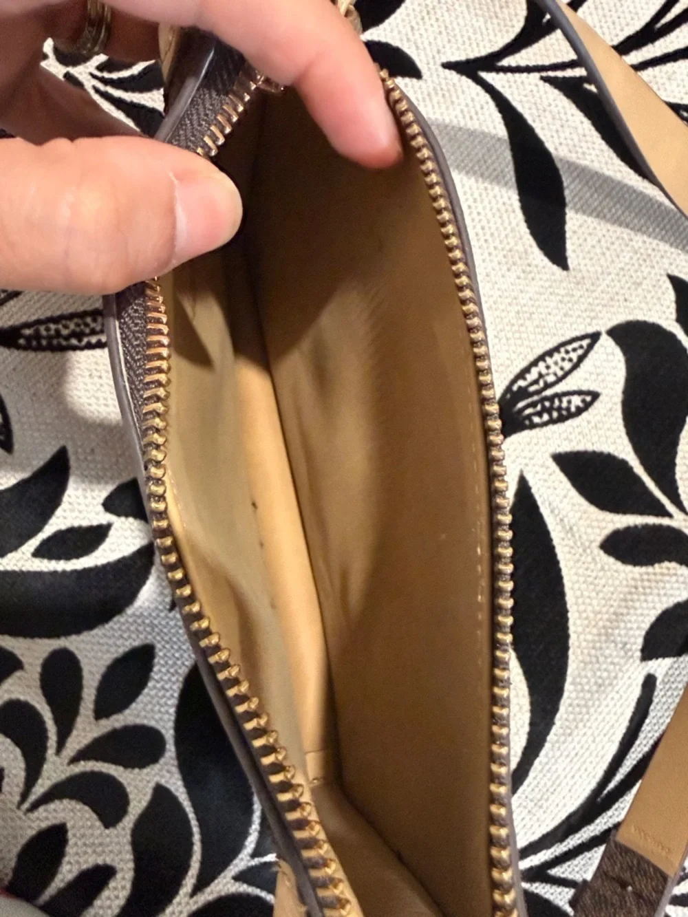 Michael Kors Brown Monogram Crossbody Belt Bag with Gold Chain